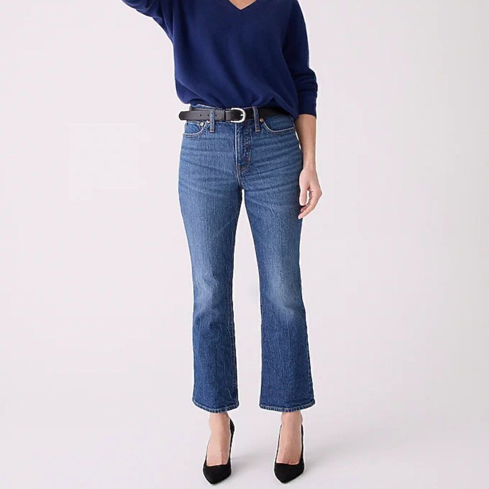 NWT J. Crew 9" Demi Boot Cut Crop Palmyra Hash Denim Jean BP487 Retails $128